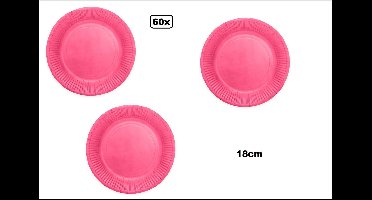 60x Bord 18cm pink karton - Feest festival black and gold party verjaardag
