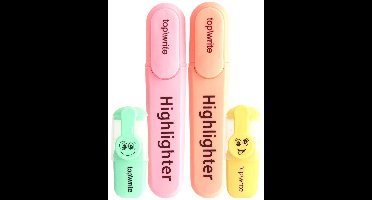 TOPWRITE, Set van 4 Pastel Markers met Sneldrogende Inkt voor School / Kantoor, Meerkleurig