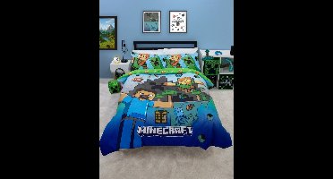 Minecraft Dekbedovertrek Blocks - Tweepersoons 200 x 200 cm - Polykatoen (Katoen/Polyester) - Inclusief 2 Kussenslopen