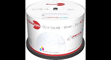 Primeon 2761109 CD-R 80 disc 700 MB 50 stuk(s) Spindel Bedrukbaar, Hoogglans opppervlak, Watervast, Onuitwisbaar