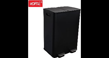 Hoppa! - Afvalbak - 60L - Zwart - RVS