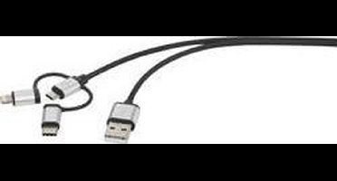Renkforce RF-3334578 USB-kabel USB 2.0 USB-A stekker, USB-C stekker, USB-micro-B stekker, Apple Lightning stekker 3.00