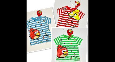 Angry Birds Baby T-shirt - set van 3 - rood/groen/blauw - maat 74 (12 maanden)