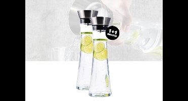 Waterkaraf - 1 Liter - Inclusief RVS Filter - 2 stuks