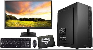 AMD Ryzen 7 PC met Monitor en MS Office 2024|16GB RAM|500GB SSD|Complete Computer Set|24" Scherm met Speakers, Logitech MK120 Toetsenbord, Muis en Muismat|WiFi 6|Bluetooth 5.4|Gamdias Mars
