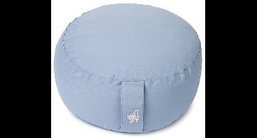 Meditatiekussen rond blauw biokatoen (OCS) – 33 cm x 17 cm