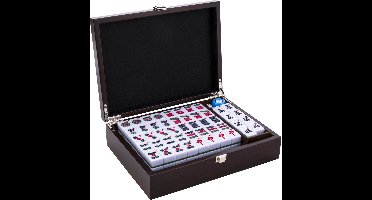 Mah Jong Set 144 Stenen - Luxe Houten Koffer - Compleet voor 4 Spelers - Bamboe, Karakters, Cirkels, Winden, Draken - Engelhart