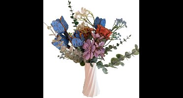 Aucune – Miniatuurmodel – Bloemenboekhoek – 3D bloemen – witte vaas