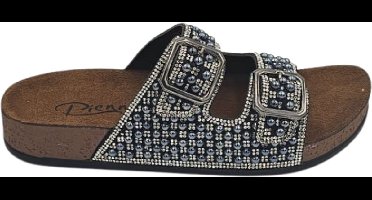 Berussa-Pienn Luxury-Dames Sloffen- Dames Slippers - Luxe Glinsterende Stenen - Dubbele Gesp - Anatomisch Voetbed -Zachte zool- Maat 36-40 - Handgemaakt in Turkije