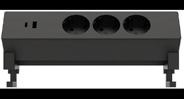 Stekkerdoos euroseats opbouw 3voudig usb a+c zwart
