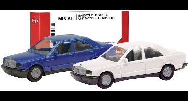 Mercedes Benz 190E, blauw en wit Herpa 012409-009 H0