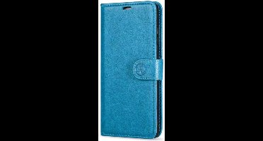 Hoesje Geschikt voor Apple iPhone 14 pro max hoesje/Wallet case /L book case Portemonnee kaarthouder/ magneetflipje/ kleur Lichtblauw