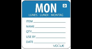 Oplosbare Voedseletiketten Daglabels - Maandag Blauw - Vogue GH351