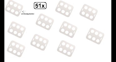51x Draag tray karton 6-vaks wit met handige handvaten - Draag tray bier frisdrank koffie wijn bier feest apres ski gele rakker festival party carnaval