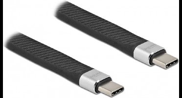 USB-C naar USB-C siliconen kabel met E-Marker chip - USB3.2 (tot 10 Gbit/s) - PD tot 20V/5A - video tot 8K 30Hz / zwart - 0,10 meter