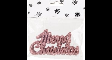 Cosy @ Home kersthangers - 6x - roze - kunststof - 10 cm - kerstversiering / kerstornamenten