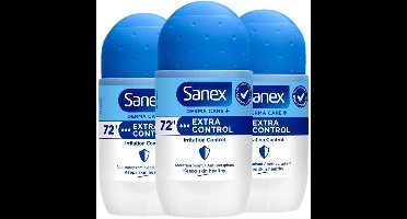 Sanex Deo Roller Dermo Extra Control - 3 x 50 ml - Anti Irritatie - 72H Formule - Anti Perspirant