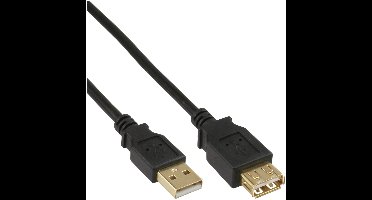 USB naar USB verlengkabel - USB2.0 - tot 2A / zwart - 0,50 meter