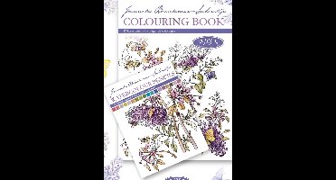 Kleurboek Janneke Brinkman 12 kleurplaten bloemen met 18 aquarel potloden voor volwassenen