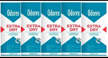 Odorex Extra Dry Deodorant Stick - Zacht en Verzorgend - Zonder Parfum of Alcohol - 5x40g