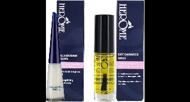 Herome Exit Damaged Nails & Nagelverharder Sterk Combi-pack (Nail Hardener Strong) - herstelt beschadigde nagels en zorgt voor ijzersterke nagels - 7ml.+10ml.