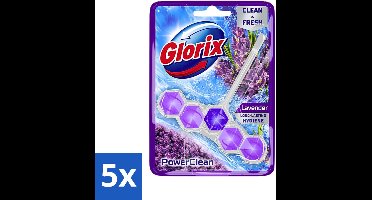 5 x Glorix - Toiletblok - Power Clean Lavendel - Frisse Geur - 1 blok - Toiletblok - Reiniging Wc - Anti-kalk - Lavendel Geur - Hygiëne Wc