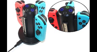 BELIFE Quad Charger 4 Joy-Con oplaadstation - Geschikt voor Nintendo Switch Oplader