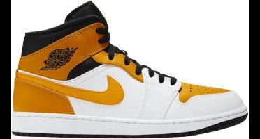 Air Jordan 1 Mid - Maat 45 - White/Black/University Gold / Wit Zwart - Air Jordan 1 - Lifestyle - Heren Sneakers voor Mannen