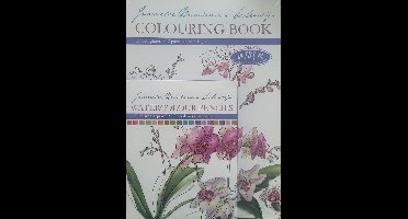 Kleurboek Janneke Brinkman bloemen 12 kleurplaten met 18 aquarel kleurpotloden voor volwassenen roze