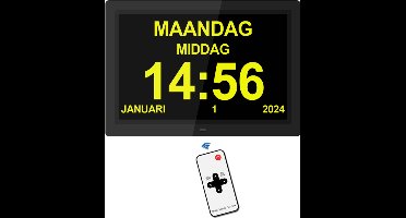 Dementieklok - Alzheimer Klok - 2 In 1 Digitale Fotolijst - Groot 12 inch - Kalender - Dementie Klok - 24 Alarmen - Alarm met Pictogram - 9 Interfaces - Afstandsbediening - Digitaal - 2024 Model - Zwart- Met Nederlandse Handleiding