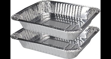 Set van 4x stuks barbecue bereidingsbakken rechthoek 32 x 26 x 6 cm - Vlees grillen - BBQ rooster