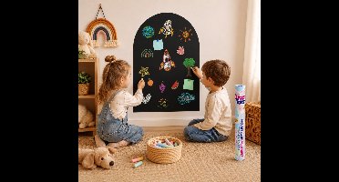 LiasToys Magnetische Muursticker met Krijtbordfunctie – 100 x 80 cm – Magneetbord Muurboog – Zwart
