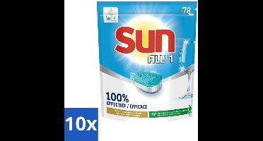 10 x Sun All-in-1 - Eco Label - Vaatwastabletten - 78 Tabletten - Vaatwastabletten - Milieuvriendelijke Vaatwas - Eco Label - Vet Verwijderen - Vlekken Verwijderen