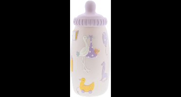 Spaarpot papfles Ooievaar en Baby roze