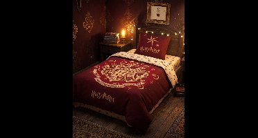 Harry Potter Zweinstein Beddenset 3 Stuks – dekbedovertrek 140x200 + Kussensloop 65x65 + Hoeslaken 90x200 – 100% Katoen