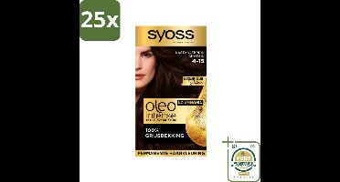 25 x SYOSS - Oleo Intense 4-15 Kastanje Bruin - Haarverf - Zonder Ammoniak - Grijsdekking - Langdurige Kleur - Grootverpakking - Haarverf - Permanent Haarkleuring - Zonder Ammoniak - Grijsdekking - Kastanjebruin