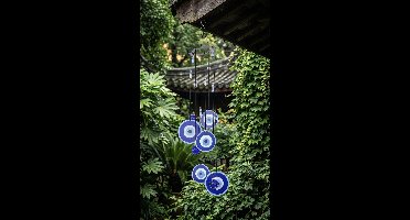 Nature's Melody Windgong - Nazar Oog - 43 cm - Tuindecoratie & Muurhanger - Beschermend Symbool
