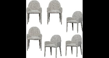 vtwonen Elegance Eetkamerstoelen - Polyester - Greige - Set van 6