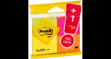 Post-it® Notes, neonkleuren, 1 blokje, 76 x 127 mm