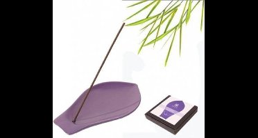 YUKARI wierookbrander keramiek violet lotusblad - 12x7 cm - (1st.) - L