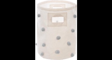 Atmosphera Kids Opbergmand/Wasmand pompon - Ø30xH41cm - Grijs