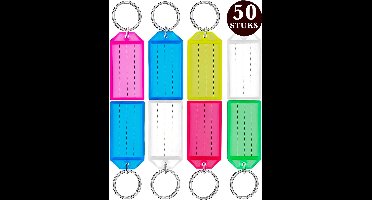 50 Stuks Openklapbaar Sleutellabels met 30mm Sleutelringen & Naamkaartjes - 6 Kleuren Sleutelhangers Tags voor Volwassenen - Sleutelring - Sleutels Onderscheider - Labels met Ring - Keychain Sleutelhouder Sleutelrekje - Bagagelabel - Key Sleutelclip