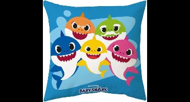 Baby Shark sierkussen 40 x 40 cm blauw