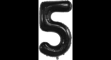 Scoby - Cijferballon - Folie - 70cm - Zwart - Cijfer 5