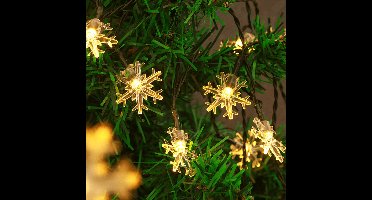 Solar lichtsnoer buiten 'Blitzen' - Lichtslinger met sneeuwvlokjes - Kerstverlichting met 20 leds - Feestverlichting - Tuinverlichting op zonne-energie