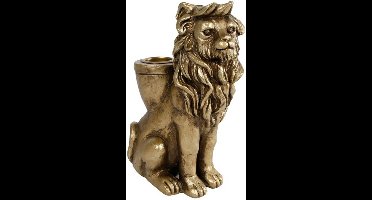 Kandelaar Leeuw Goud - Polystone - 11 x 6 x 15 cm