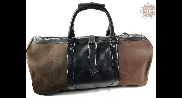 Hudson bay - lederen tas - leer tas - Grey-brown-leather-travel-bag. + Heren portemonnee ''high class'' 50 x 25 x 25 - Comby deal!
