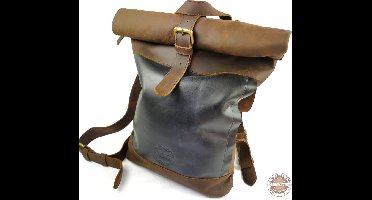 stoere lederen rugtas -  Harvard backpack -  ruim vakkundig leer - rugtas - veel ruimte -