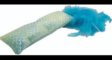 Happy pet mermaid kicker met veren blauw 30x9x5cm