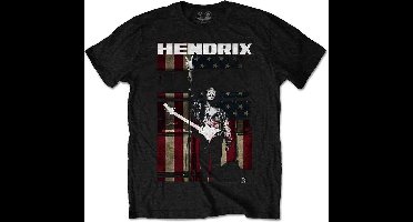 Jimi Hendrix - Peace Flag Heren T-shirt - L - Zwart